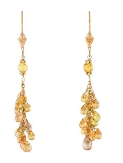 Pre-owned Earrings 14k Sapphire Drop  In Multi