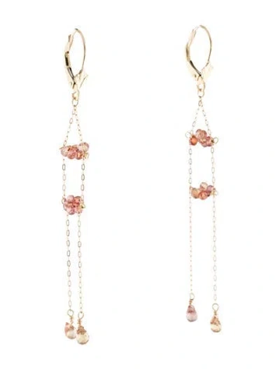 Pre-owned Earrings 14k Sapphire Drop  In Multi