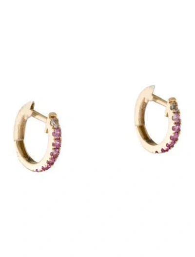Pre-owned Earrings 14k Sapphire Huggie In Multi