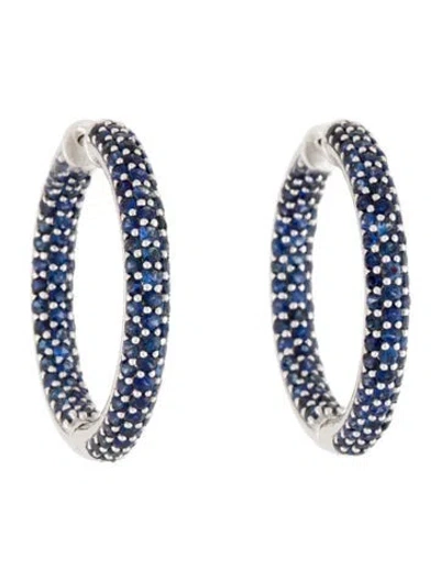 Pre-owned Earrings 14k Sapphire Inside Out Hoop  In Multi