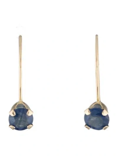 Pre-owned Earrings 14k Sapphire Solitaire Drop  In Multi