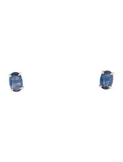 Pre-owned Earrings 14k Sapphire Stud  In Multi