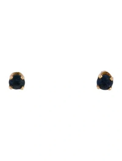 Pre-owned Earrings 14k Sapphire Stud  In Multi