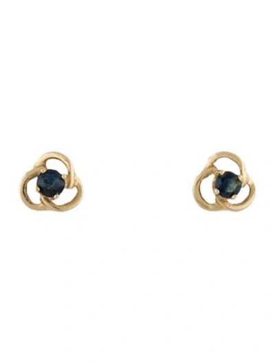 Pre-owned Earrings 14k Sapphire Stud  In Multi