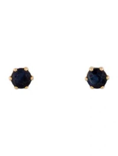 Pre-owned Earrings 14k Sapphire Stud  In Multi