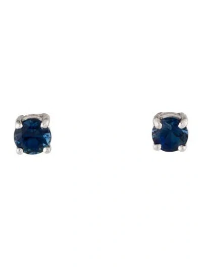 Pre-owned Earrings 14k Sapphire Stud  In Multi