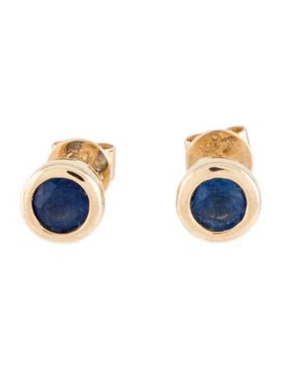 Pre-owned Earrings 14k Sapphire Stud  In Multi