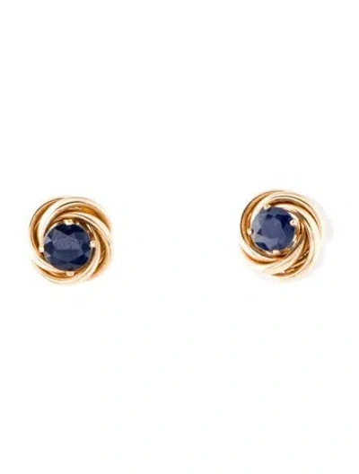 Pre-owned Earrings 14k Sapphire Stud  In Multi