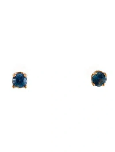 Pre-owned Earrings 14k Sapphire Stud  In Multi