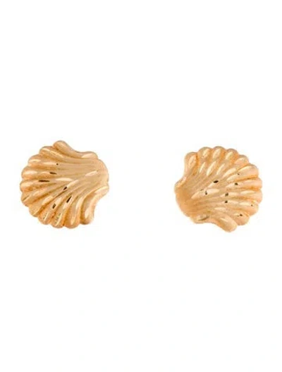 Pre-owned Earrings 14k Scallop Shell Stud  In Multi