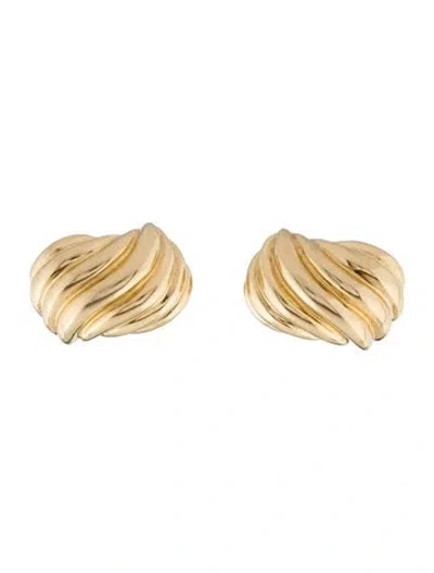 Pre-owned Earrings 14k Scalloped Earclips In Multi