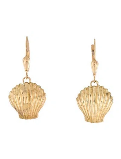 Pre-owned Earrings 14k Seashell Drop  In Multi