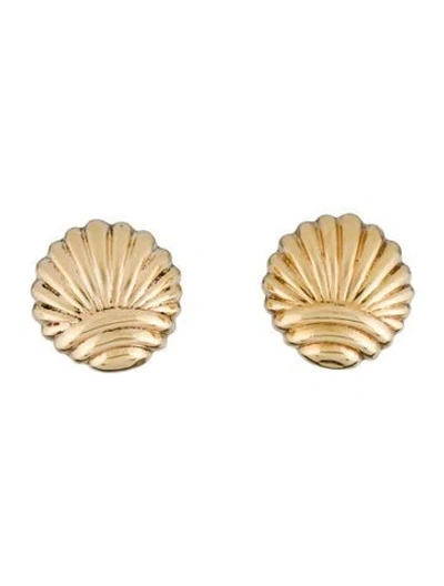Pre-owned Earrings 14k Shell Earclips In Multi