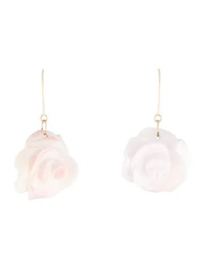 Pre-owned Earrings 14k Shell Flower Drop  In Multi