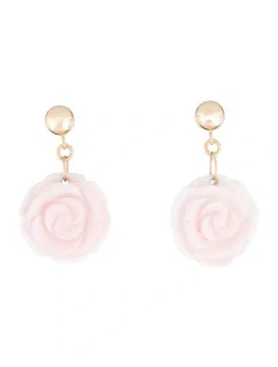 Pre-owned Earrings 14k Shell Flower Drop  In Multi