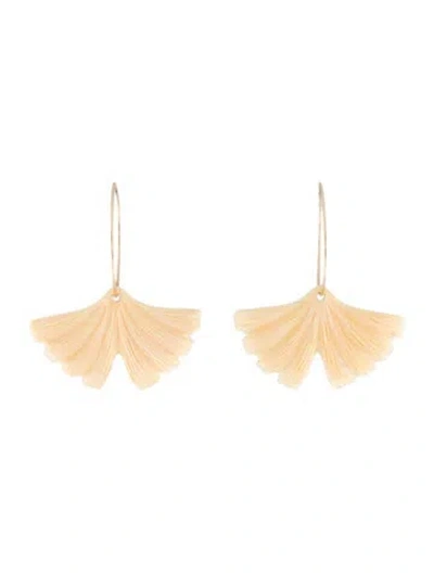 Pre-owned Earrings 14k Shell Hoop Drop  In Multi