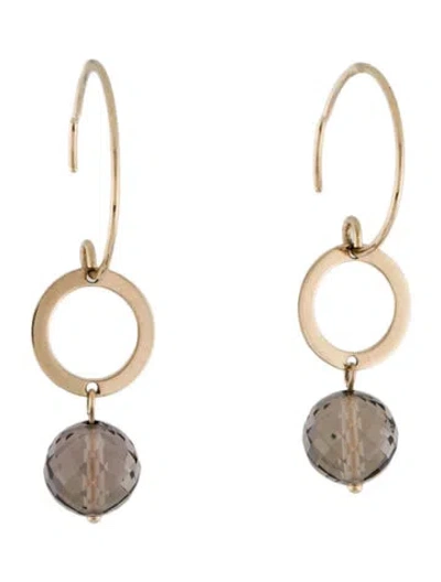 Pre-owned Earrings 14k Smoky Quartz Drop  In Multi