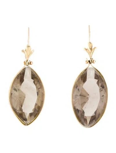 Pre-owned Earrings 14k Smoky Quartz Drop  In Multi