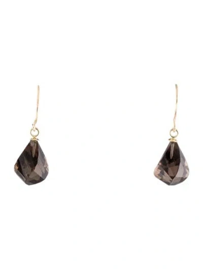 Pre-owned Earrings 14k Smoky Quartz Drop  In Multi