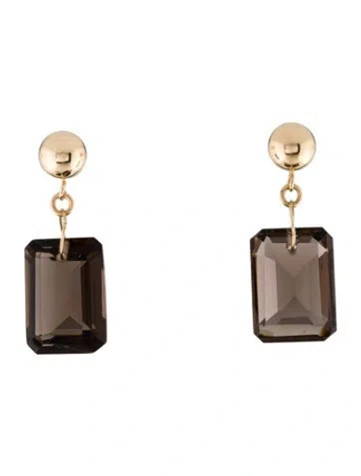 Pre-owned Earrings 14k Smoky Quartz Drop  In Multi