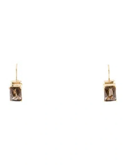 Pre-owned Earrings 14k Smoky Quartz Drop  In Multi