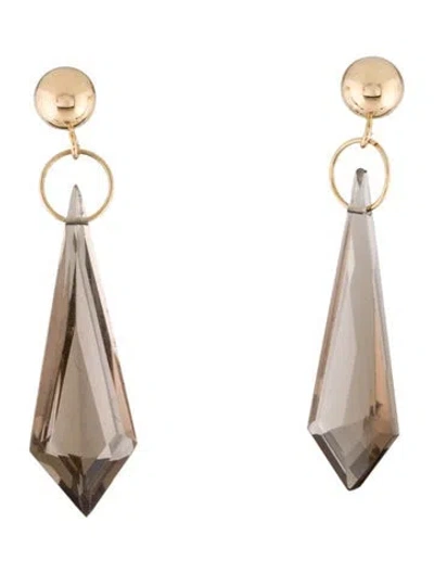 Pre-owned Earrings 14k Smoky Quartz Drop  In Multi
