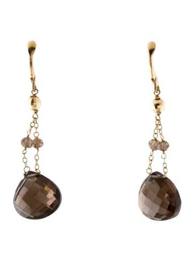 Pre-owned Earrings 14k Smoky Quartz Drop  In Multi