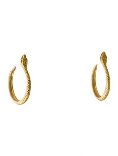 Pre-owned Earrings 14k Snake Motif Stud Hoop  In Multi