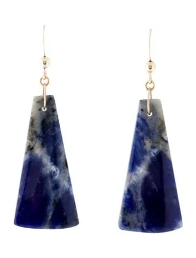 Pre-owned Earrings 14k Sodalite Drop  In Multi