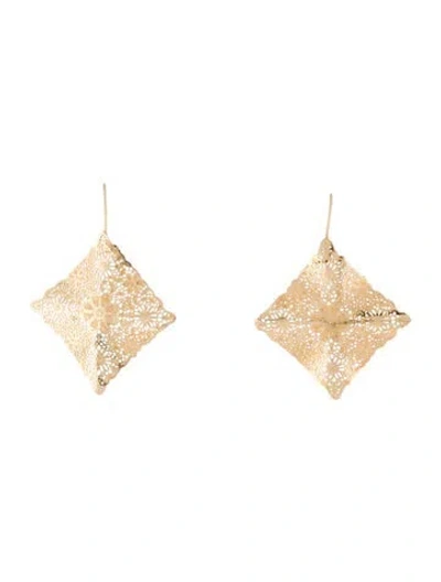 Pre-owned Earrings 14k Square Drop  In Multi