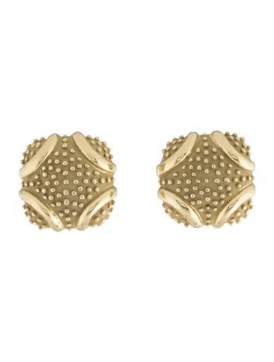 Pre-owned Earrings 14k Square Textured Clip-on  In Multi