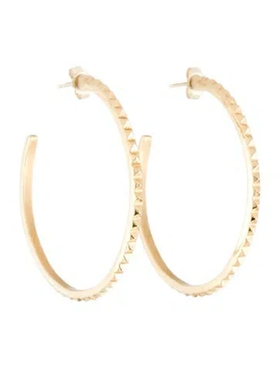 Pre-owned Earrings 14k Studded Hoop  In Multi