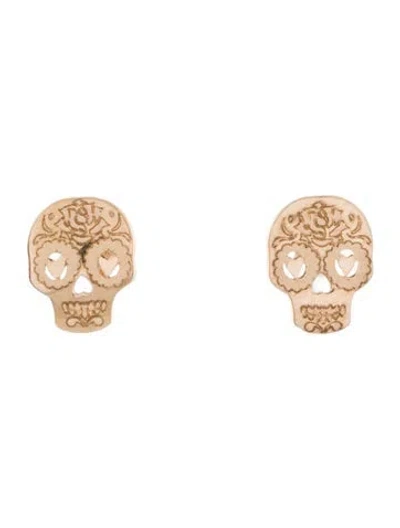 Pre-owned Earrings 14k Sugar Skull Stud  In Multi