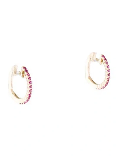 Pre-owned Earrings 14k Synthetic Ruby Huggie  In Multi