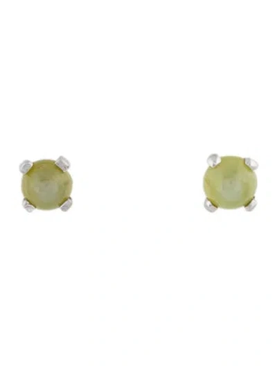 Pre-owned Earrings 14k Synthetic Sapphire Stud  In Multi