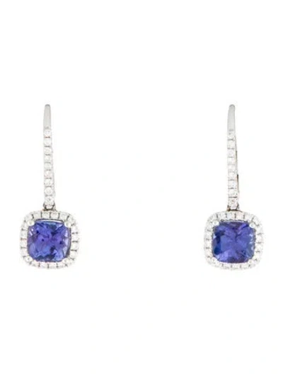 Pre-owned Earrings 14k Tanzanite & Diamond Drop  In Multi