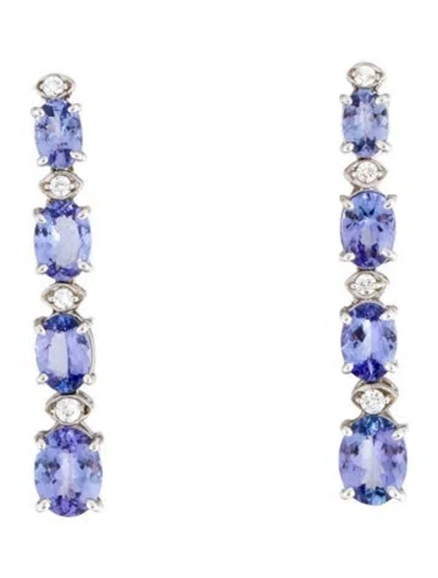 Pre-owned Earrings 14k Tanzanite & Diamond Drop  In Multi