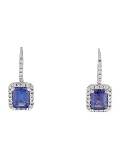 Pre-owned Earrings 14k Tanzanite & Diamond Drop  In Multi