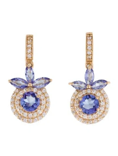 Pre-owned Earrings 14k Tanzanite & Sapphire Drop  In Multi