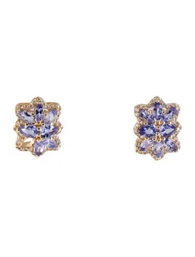 Pre-owned Earrings 14k Tanzanite & Sapphire Stud  In Multi
