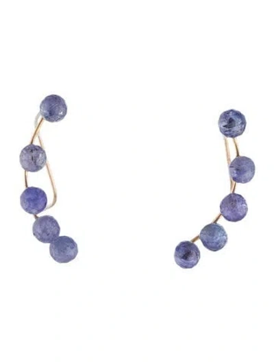 Pre-owned Earrings 14k Tanzanite Ear Climber  In Purple