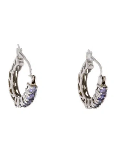 Pre-owned Earrings 14k Tanzanite Hoop  In Multi