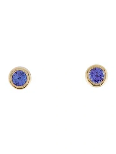 Pre-owned Earrings 14k Tanzanite Stud  In Multi