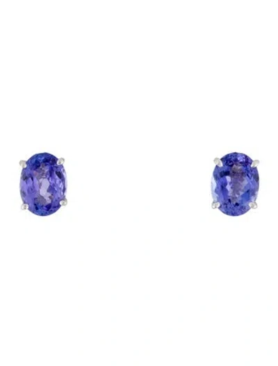 Pre-owned Earrings 14k Tanzanite Stud  In Multi