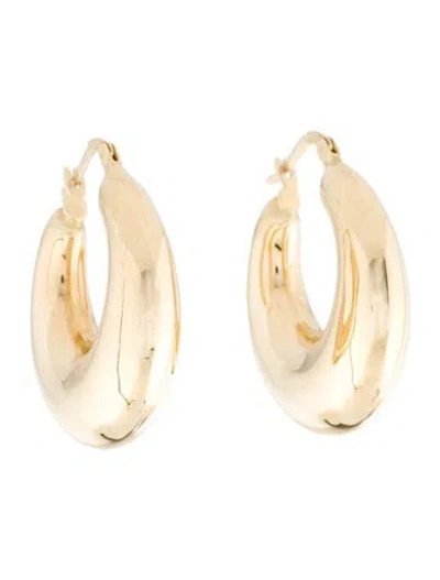 Pre-owned Earrings 14k Tapered Hoop  In Multi