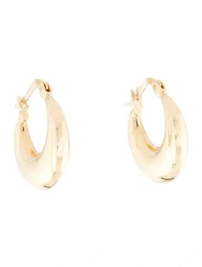 Pre-owned Earrings 14k Tapered Hoop  In Multi