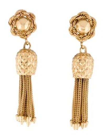 Pre-owned Earrings 14k Tassel Drop  In Multi