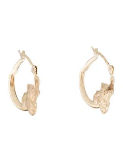 Pre-owned Earrings 14k Teddy Bear Hoop  In Multi