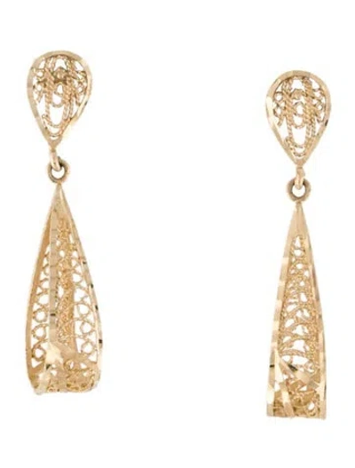 Pre-owned Earrings 14k Textured Drop  In Multi
