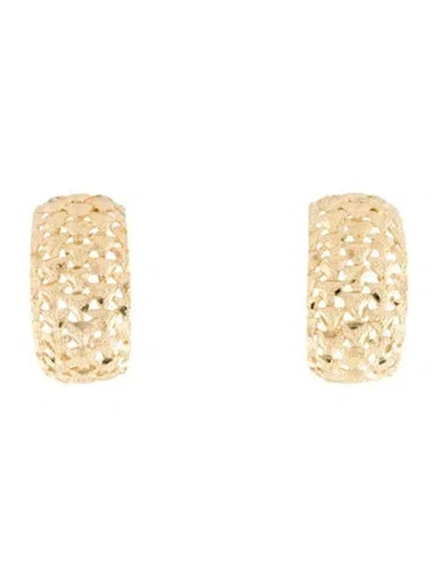 Pre-owned Earrings 14k Textured Hoop Earclip  In Multi
